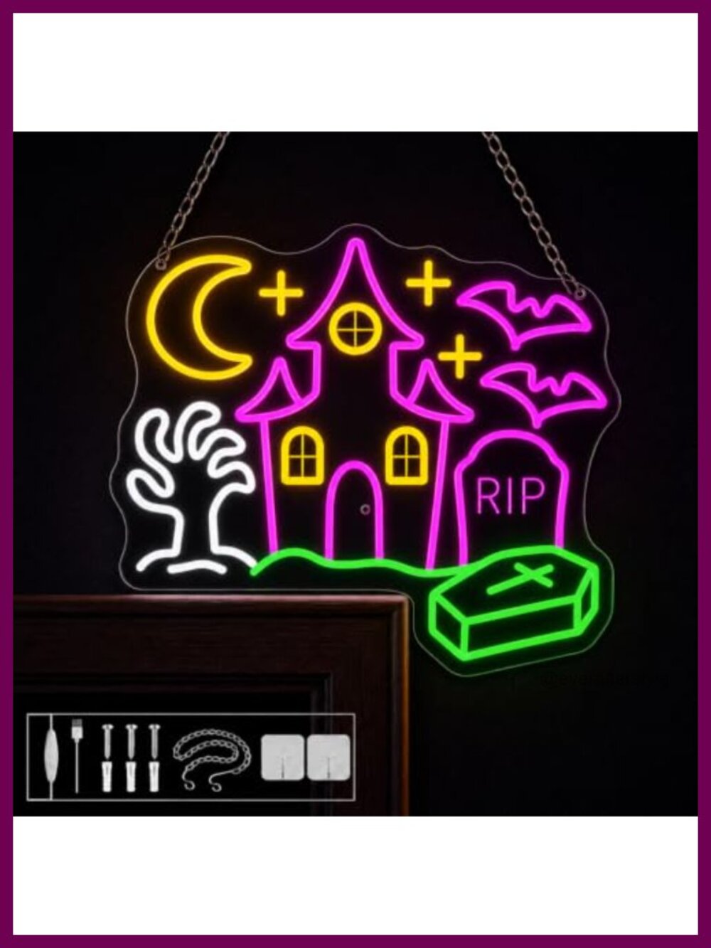 L Shaped Halloween Neon Sign LED Wall Decor USB Powered Lighted